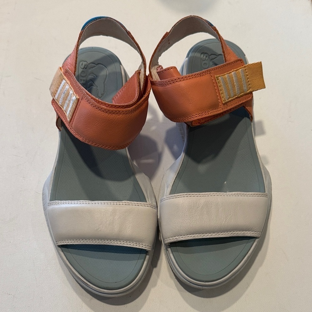 Sorel Orange and White Strappy Sandals